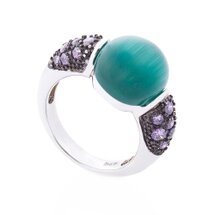 Серебряное кольцо (им. улексит, фианит) 112168 | Seven.Deals Серебряное кольцо (им. улексит, фианит) 112168 | Seven.Deals