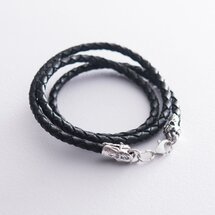 Кожаный шнурок с серебряной застежкой "Тигр" (3мм) 18355 | Seven.Deals Кожаный шнурок с серебряной застежкой "Тигр" (3мм) 18355 | Seven.Deals
