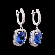 Серьги с синими фианитами с21 | Seven.Deals