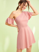 One Shoulder Butterfly Sleeve Scalloped Edge Dress Natalia (546380) | Seven.Deals, image {num} One Shoulder Butterfly Sleeve Scalloped Edge Dress Natalia (546380) | Seven.Deals, image {num}