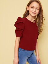 Girls Keyhole Back Puff Sleeve Top Sashab (637848) | Seven.Deals, image {num} Girls Keyhole Back Puff Sleeve Top Sashab (637848) | Seven.Deals, image {num}