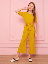 Girls Self Belted Flap Pocket Patched Wide Leg Jumpsuit Sashab (753218) | Seven.Deals, image {num} Girls Self Belted Flap Pocket Patched Wide Leg Jumpsuit Sashab (753218) | Seven.Deals, image {num}