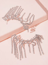 Rhinestone Engraved Letter Tassel Drop Earrings 1pair (757061) | Seven.Deals, image {num} Rhinestone Engraved Letter Tassel Drop Earrings 1pair (757061) | Seven.Deals, image {num}