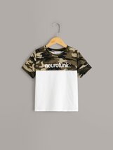 Boys Camo & Letter Print Colorblock Tee (593472) | Seven.Deals, image {num} Boys Camo & Letter Print Colorblock Tee (593472) | Seven.Deals, image {num}