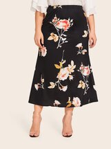 Plus Elastic Waist Floral Print Skirt Carol (613641) | Seven.Deals, image {num} Plus Elastic Waist Floral Print Skirt Carol (613641) | Seven.Deals, image {num}