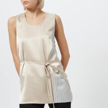 T by Alexander Wang Women's Heavy Drape Satin Top with Stripe Combo - Champagne/Stripe Cream | Seven.Deals, image {num} T by Alexander Wang Women's Heavy Drape Satin Top with Stripe Combo - Champagne/Stripe Cream | Seven.Deals, image {num}