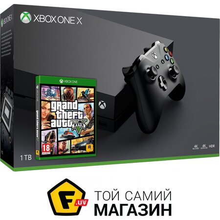 Игровая Приставка Microsoft Microsoft Xbox One X 1TB +  GTA V (русская версия) (43122) | Seven.Deals