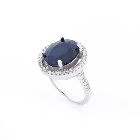 Серебряное кольцо из сапфиром и фианитами 111516 | Seven.Deals