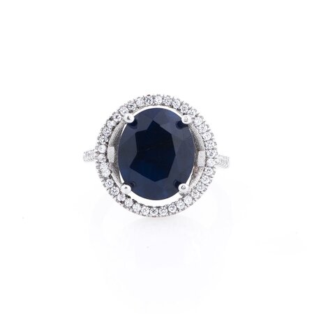 Серебряное кольцо из сапфиром и фианитами 111516 | Seven.Deals, изображение 3