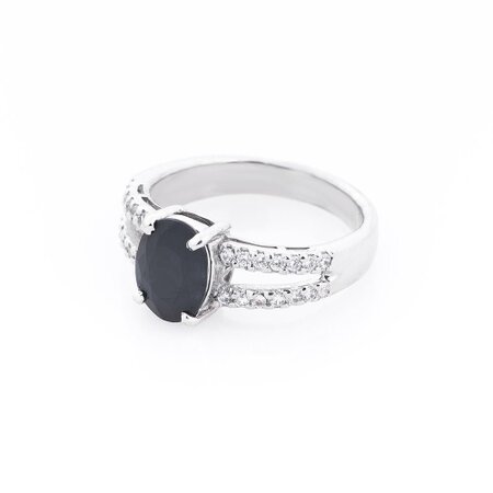 Серебряное кольцо (сапфир, фианиты) 111557 | Seven.Deals, изображение 2