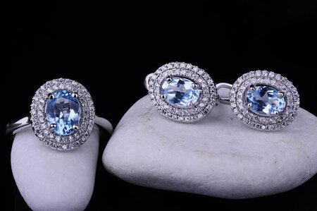 Женское кольцо с голубым топазом (фианиты) 111447 | Seven.Deals, изображение 2