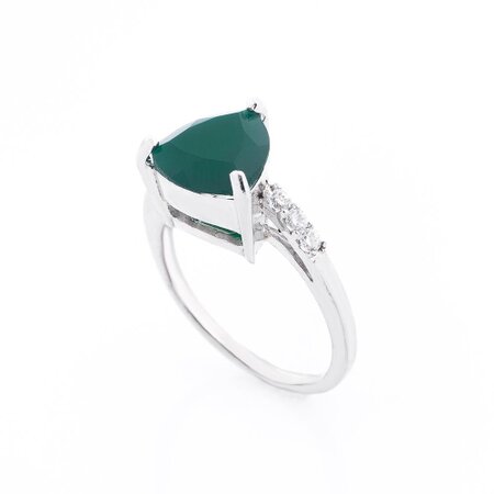 Серебряное помолвочное кольцо (хризопраз, фианиты) 111543 | Seven.Deals