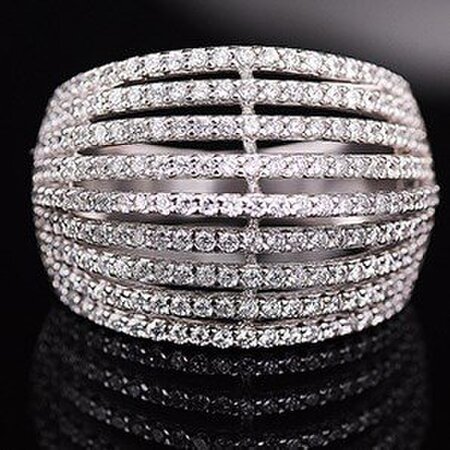 Серебряное кольцо с фианитами (родий) 111112 | Seven.Deals, изображение 7
