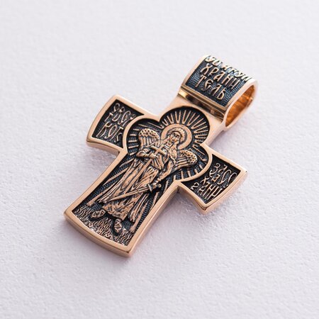 Золотой православный крест "Распятие. Ангел Хранитель" п02885 | Seven.Deals, изображение 2