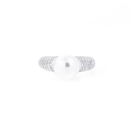 Женское серебряное кольцо (искусственный жемчуг, фианиты) 112022 | Seven.Deals, изображение 3